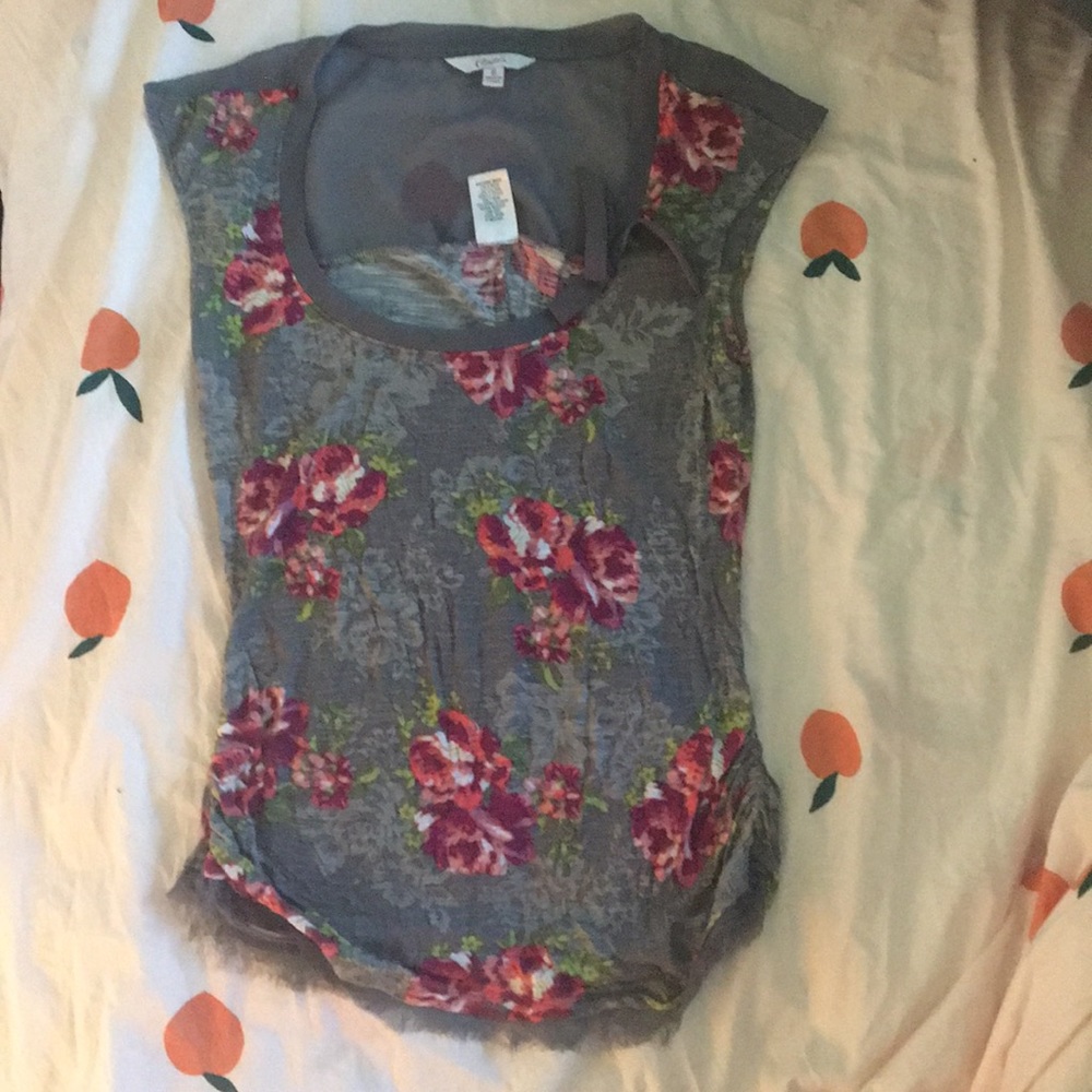 Candies floral gray blouse